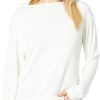 Sweaters * | Mod-O-Doc Soft Slubby Terrycloth Long Sleeve Draped Mock Neck Pullover