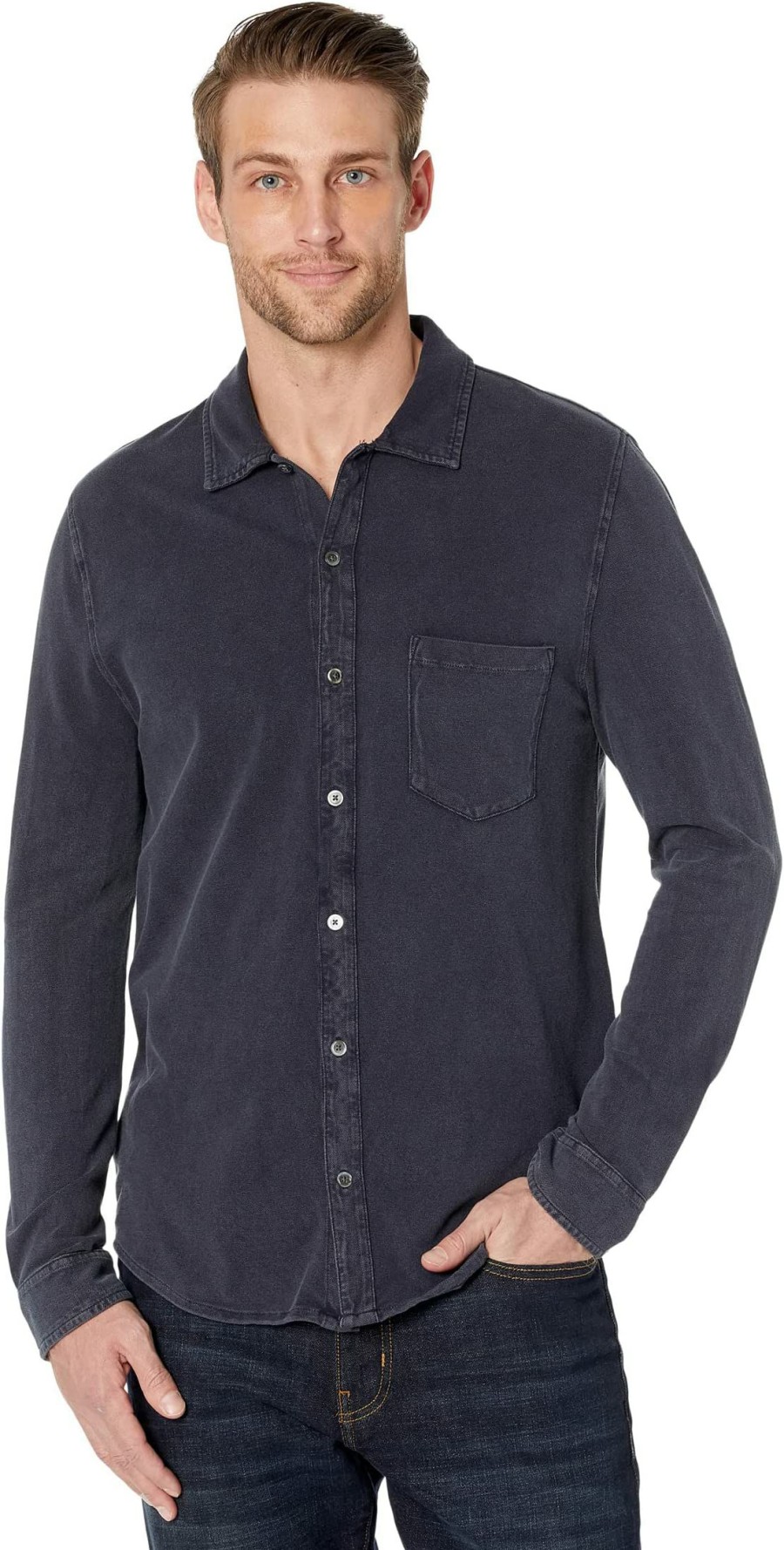 Shirts & Tops * | Mod-O-Doc Long Sleeve Button-Down Stonewash Pique