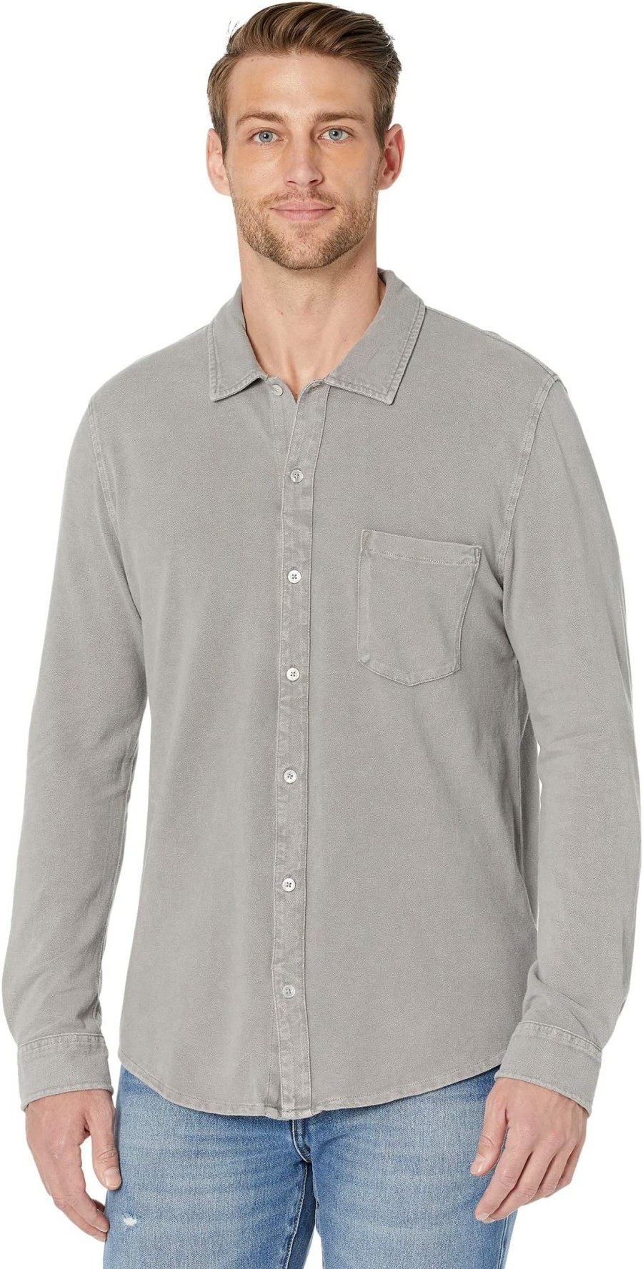 Shirts & Tops * | Mod-O-Doc Long Sleeve Button-Down Stonewash Pique