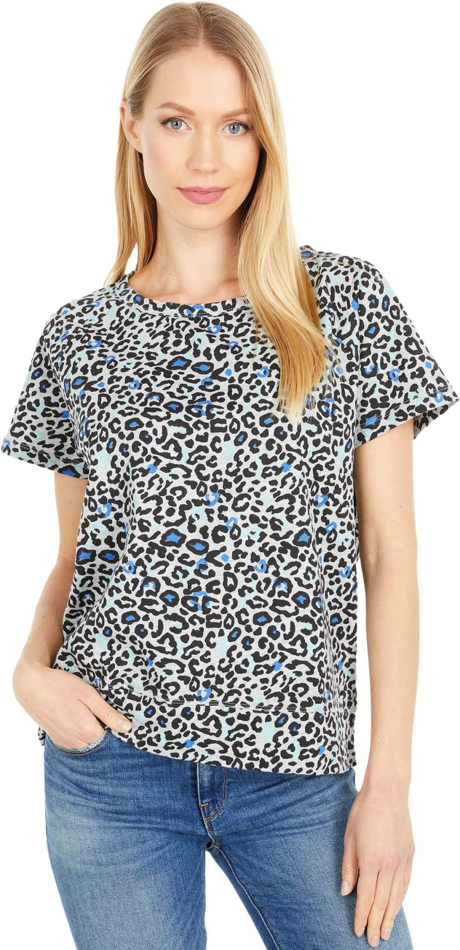 Shirts & Tops * | Mod-O-Doc Leopard Print French Terry Short Sleeve Raglan Sweatshirt