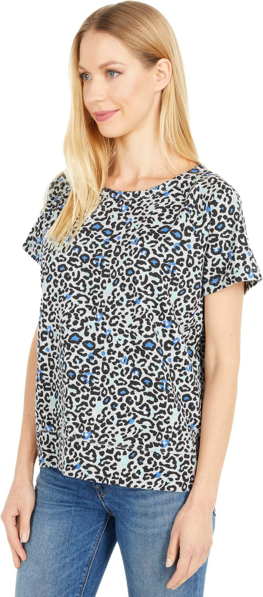 Shirts & Tops * | Mod-O-Doc Leopard Print French Terry Short Sleeve Raglan Sweatshirt