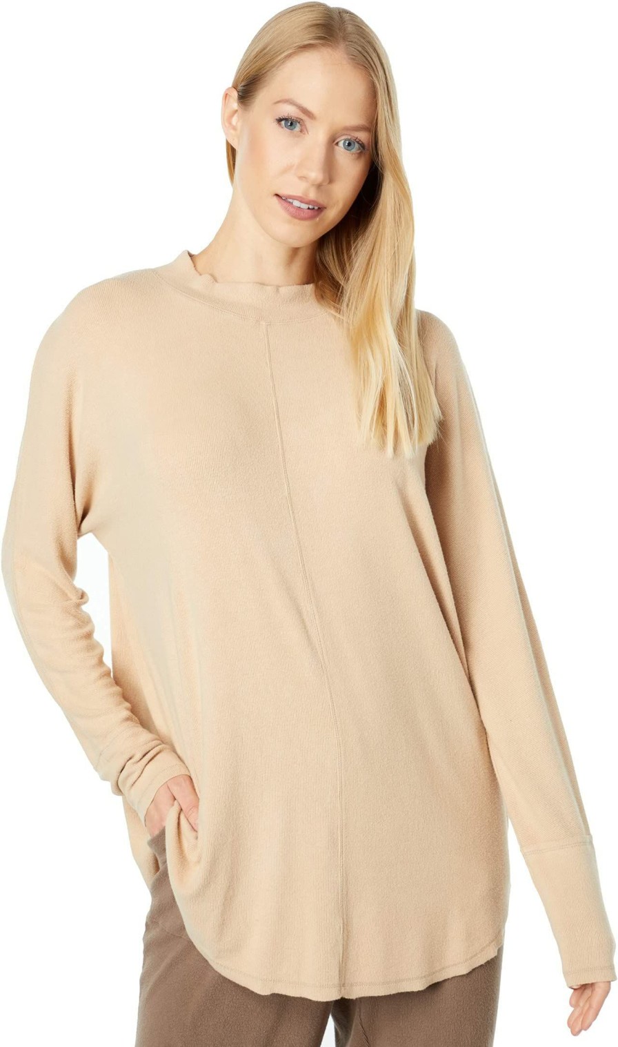 Shirts & Tops * | Mod-O-Doc Brushed Rib Long Sleeve Mock Neck Dolman Tunic