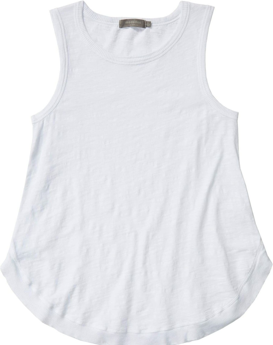 Shirts & Tops * | Mod-O-Doc Slub Jersey Tank With Rib & Curved Hem