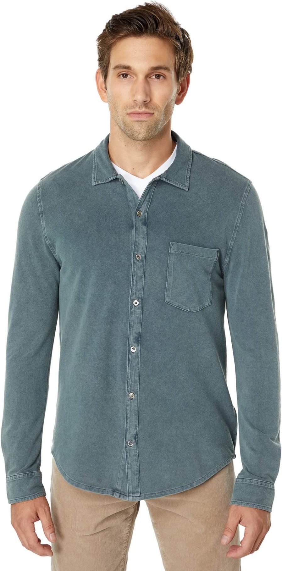 Shirts & Tops * | Mod-O-Doc Long Sleeve Button-Down Stonewash Pique