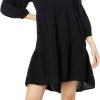 Dresses * | Mod-O-Doc Double Layer Gauze 3/4 Sleeve Boho Tiered Dress