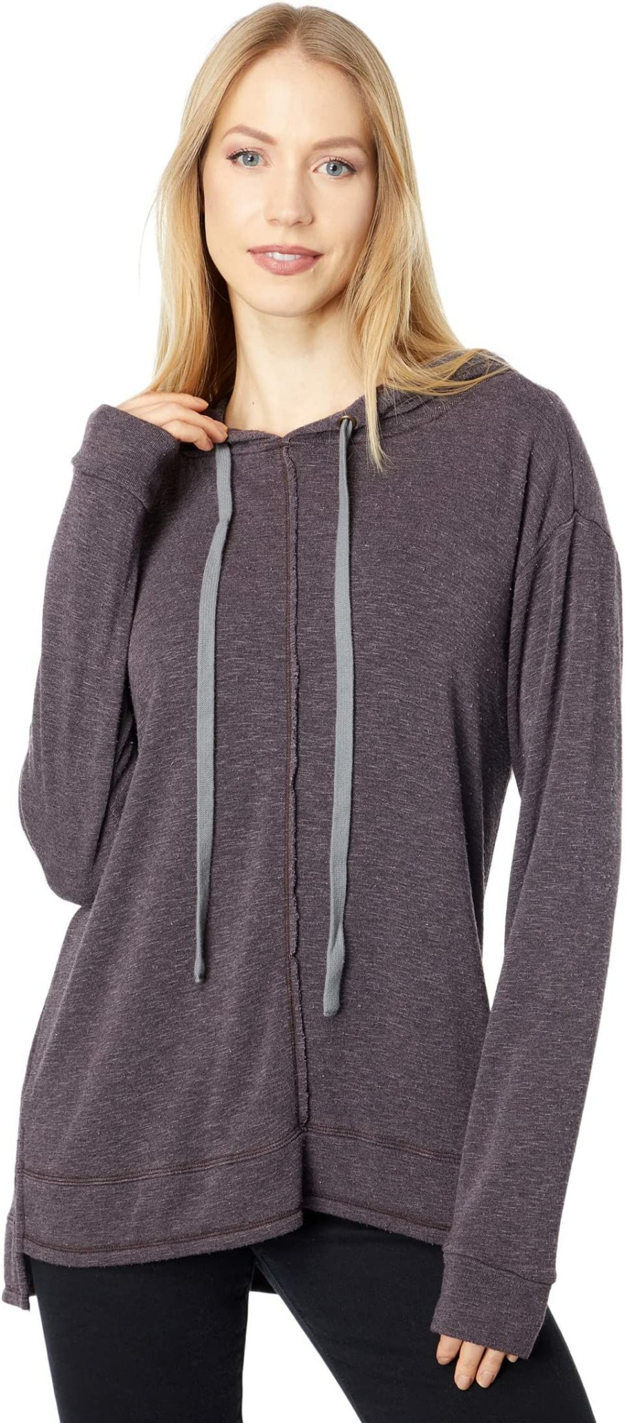 Hoodies & Sweatshirts * | Mod-O-Doc Soft Slubby Terrycloth Long Sleeve Slim Hooded Tunic