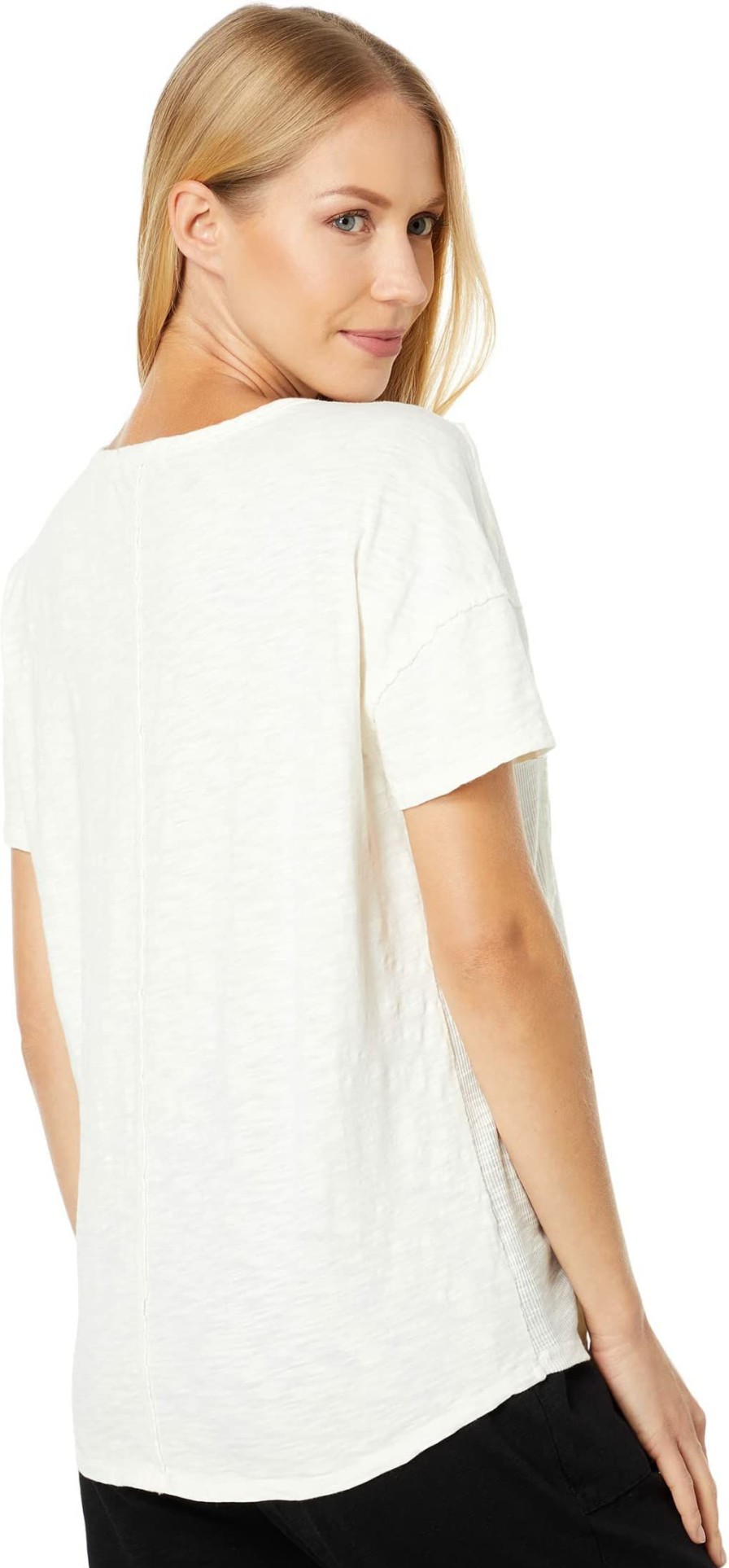 Shirts & Tops * | Mod-O-Doc Slub Jersey Short Sleeve V-Neck Rib Mix Tee