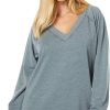 Hoodies & Sweatshirts * | Mod-O-Doc Burnout Fleece Long Sleeve Open V-Neck Tunic