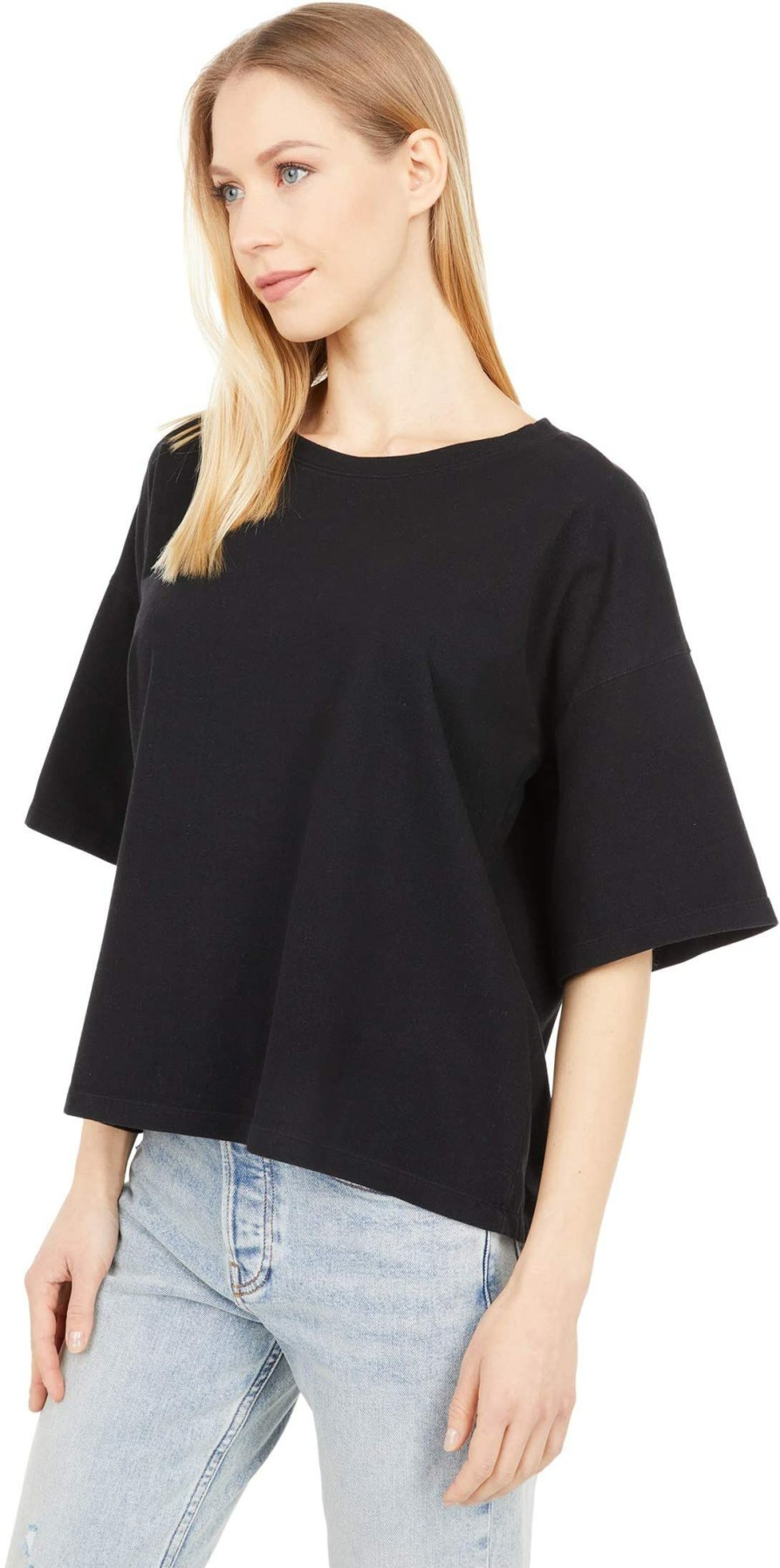 Shirts & Tops * | Mod-O-Doc Spandex Blend Jersey 1/2 Sleeve Oversized Boxy Tee