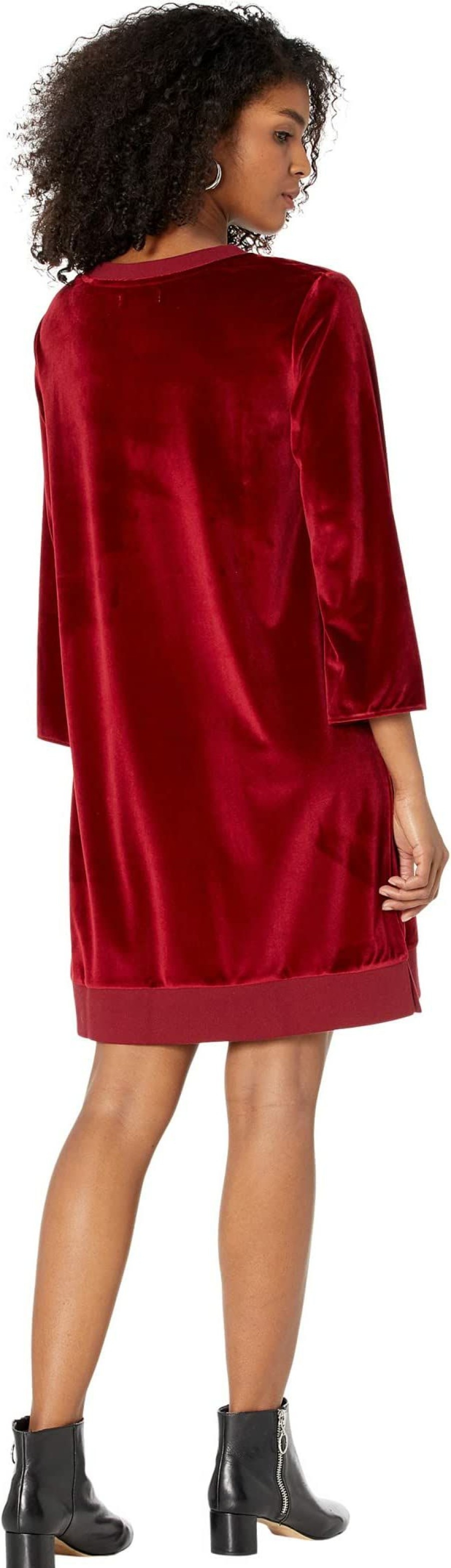 Dresses * | Mod-O-Doc Stretch Velvet 3/4 Sleeve Shift Dress