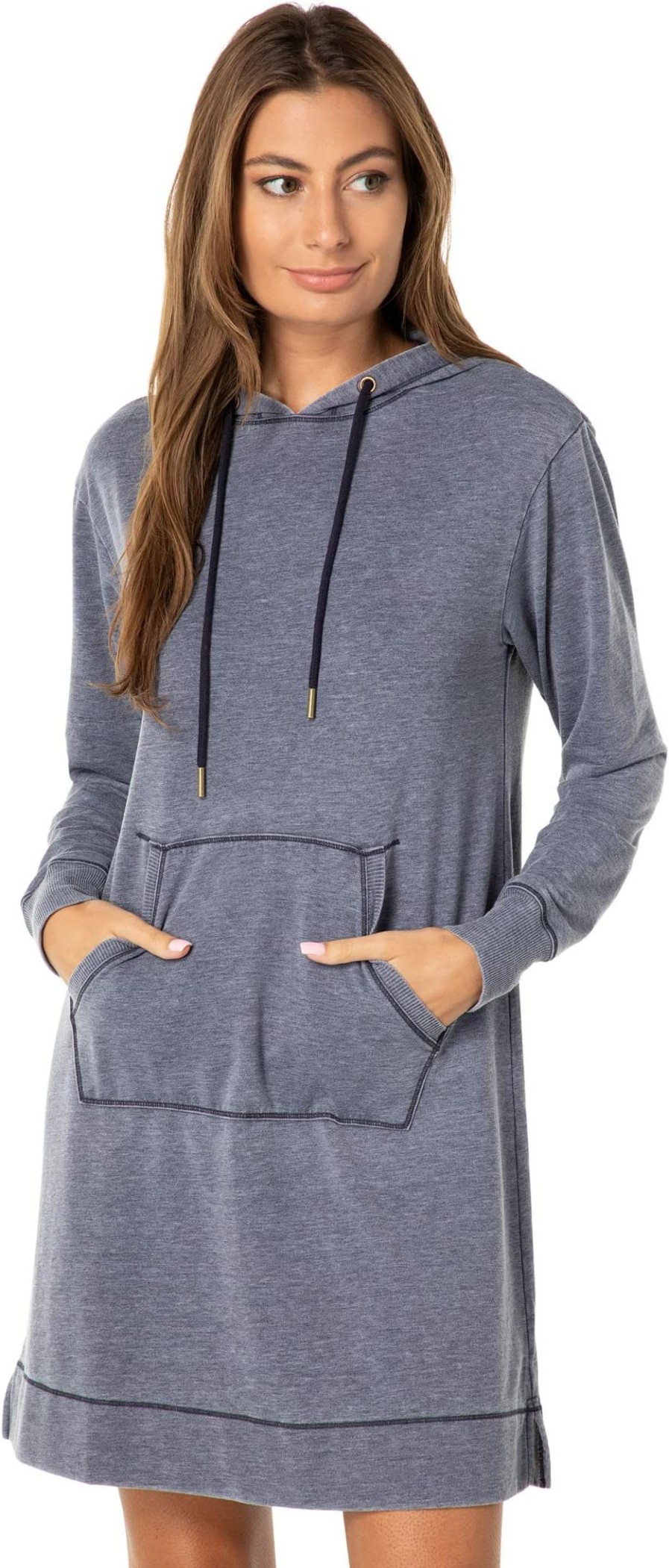 Dresses * | Mod-O-Doc Burnout Fleece Long Sleeve Hooded Sweatshirt Dress