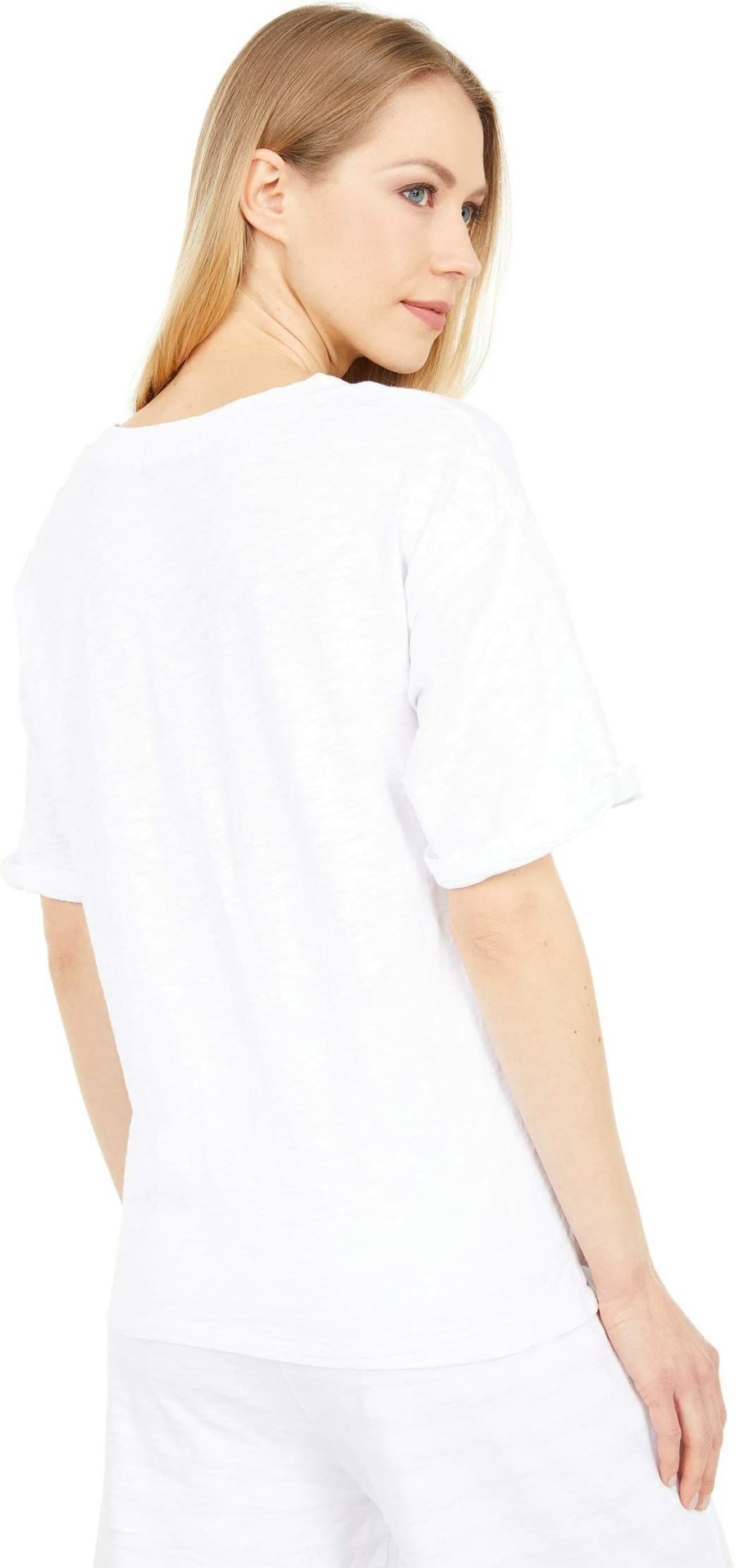 Shirts & Tops * | Mod-O-Doc New Slub Jersey Roll-Up Sleeve Embroidered Tee