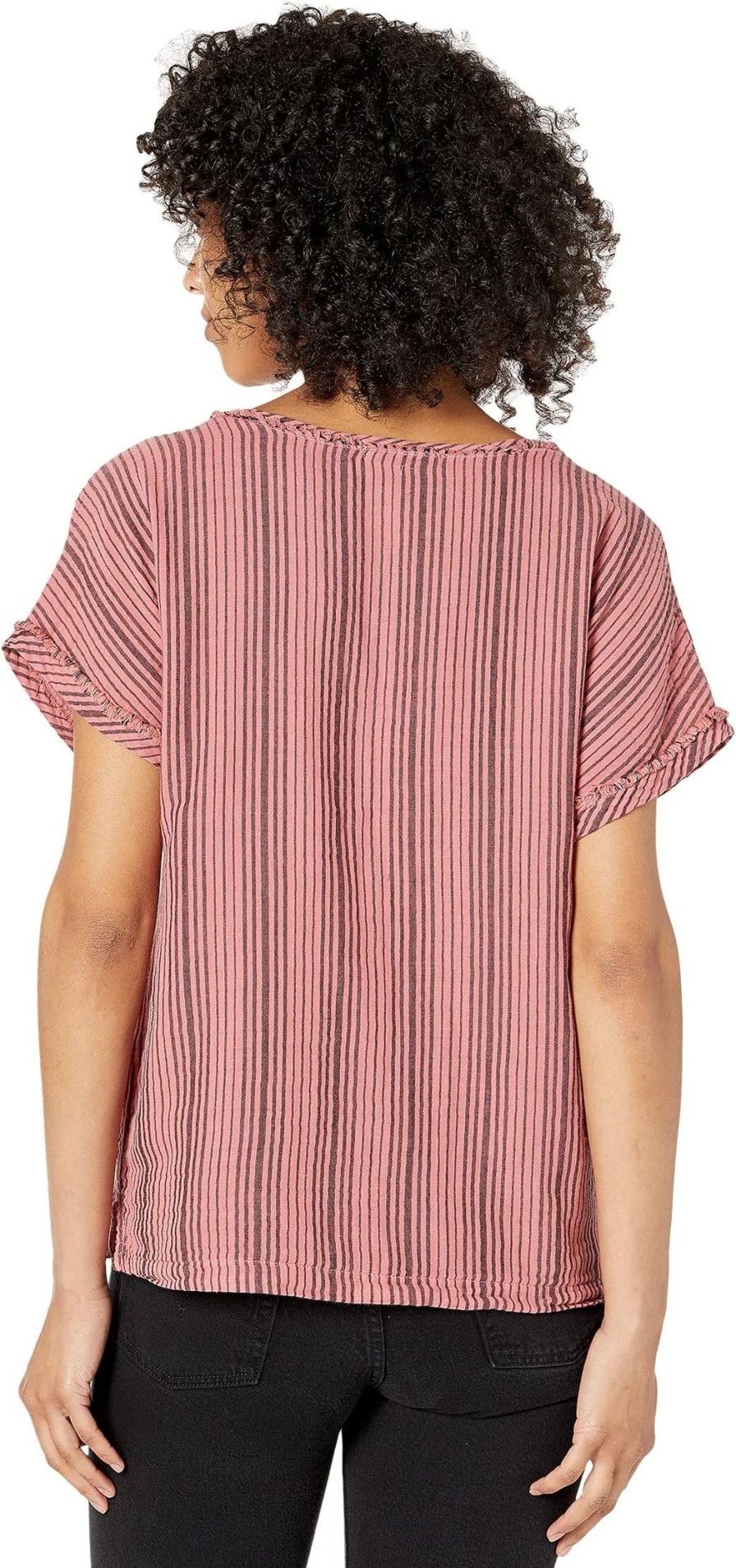 Shirts & Tops * | Mod-O-Doc Garment Dye Stripe Gauze Short Dolman Sleeve Top