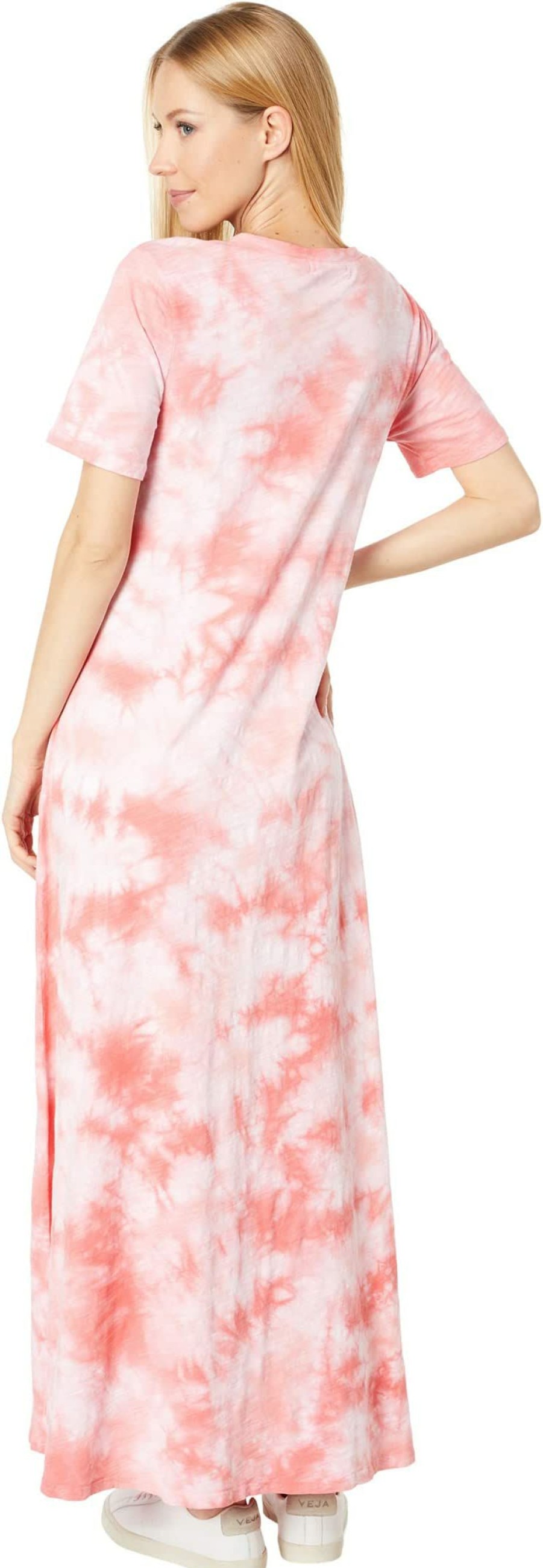 Dresses * | Mod-O-Doc Tie-Dye Slub Jersey 1/2 Sleeve Maxi Crew Dress