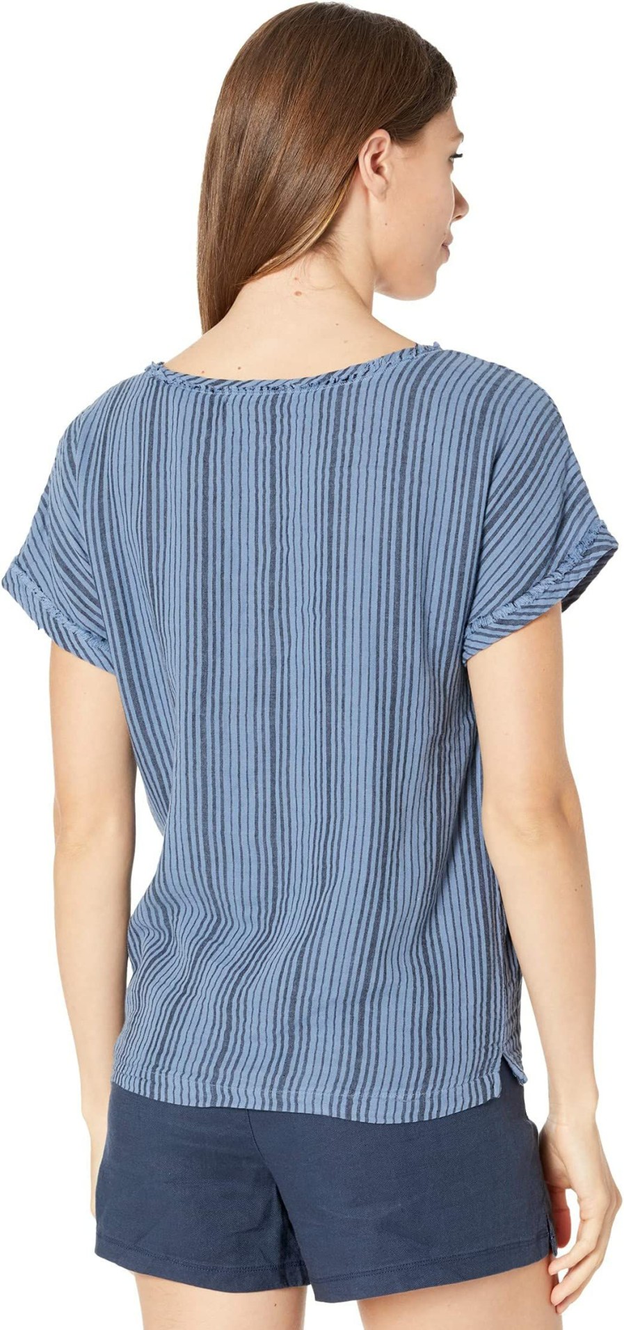 Shirts & Tops * | Mod-O-Doc Garment Dye Stripe Gauze Short Dolman Sleeve Top