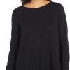 Shirts & Tops * | Mod-O-Doc Slub Jersey Asymmetrical Long Sleeve Flounce Hem Tee