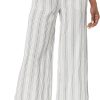 Pants * | Mod-O-Doc Stripe Gauze Cropped Pants With Frayed Hem